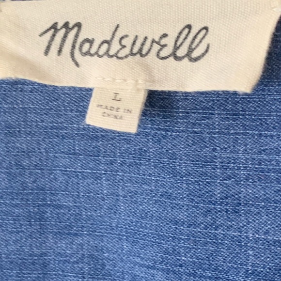 Madewell Denim Wrap Top in Blue Chambray Sz L - Picture 7 of 10